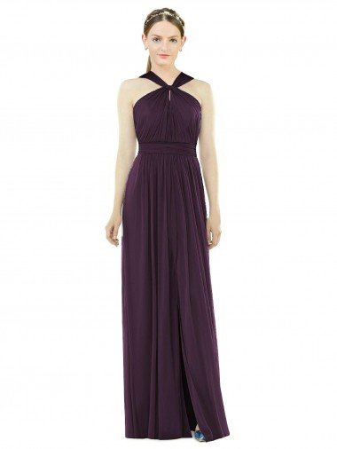 Outlet Maxi Chiffon Halter Neck Bridesmaid Dress