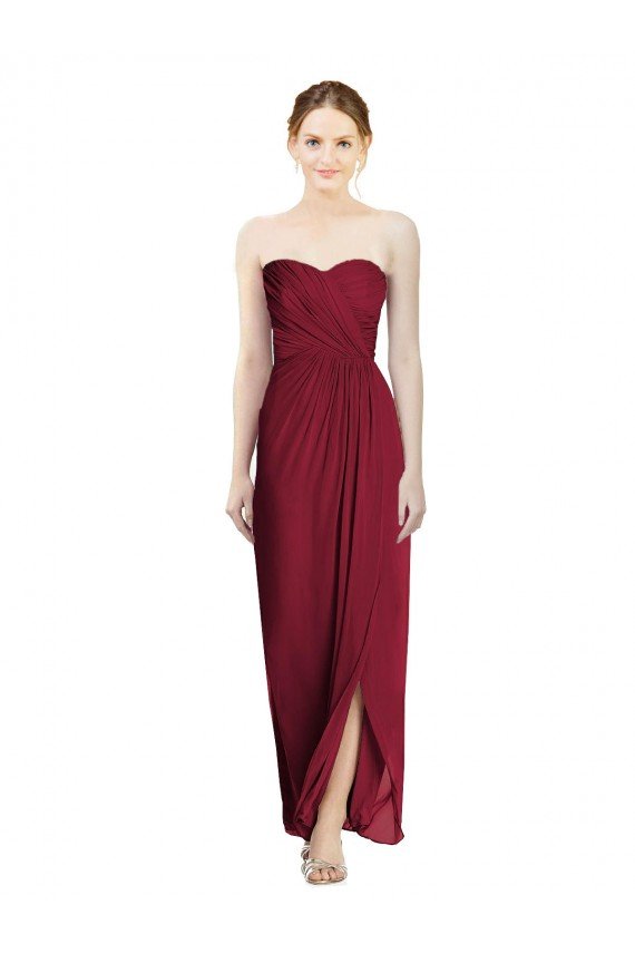 Outlet Strapless Sweetheart Long Chiffon Bridesmaid Dress