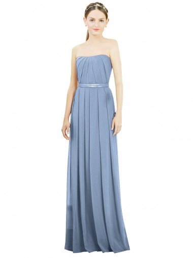 Outlet V-Pleat Chiffon Full-Length Strapless Bridesmaid Dress