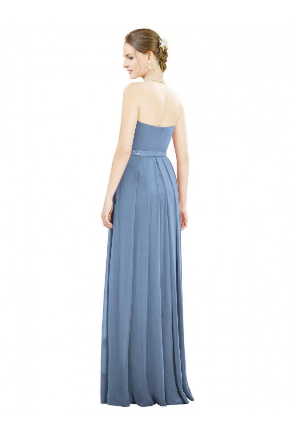 Outlet V-Pleat Chiffon Full-Length Strapless Bridesmaid Dress