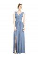 Outlet Sleeveless Draped Chiffon Maxi Bridesmaid Dress with Front Slit