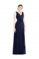 Outlet Full-Length V-Neck Lux Chiffon Bridesmaid Dress with V-Back