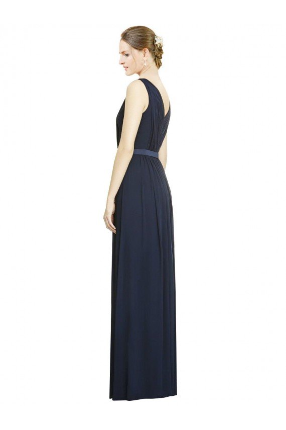 Outlet Full-Length V-Neck Lux Chiffon Bridesmaid Dress with V-Back