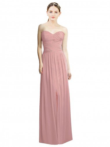 Outlet Crossover Draped Sweetheart Chiffon Formal Bridesmaid Dress with Front Slit