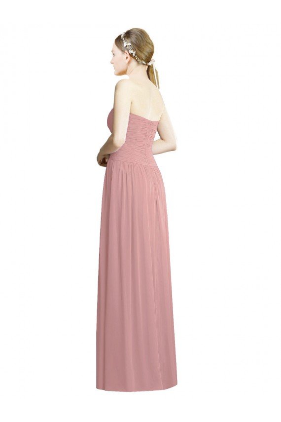 Outlet Crossover Draped Sweetheart Chiffon Formal Bridesmaid Dress with Front Slit