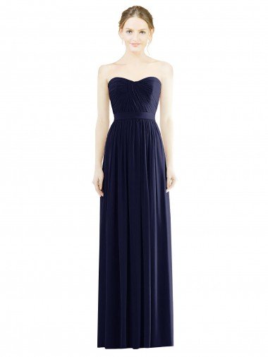 Outlet Low Back Draped Strapless Chiffon Formal Bridesmaid Dress 