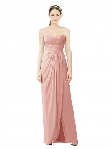 Outlet Strapless Sweetheart Long Chiffon Wrap Bridesmaid Dress