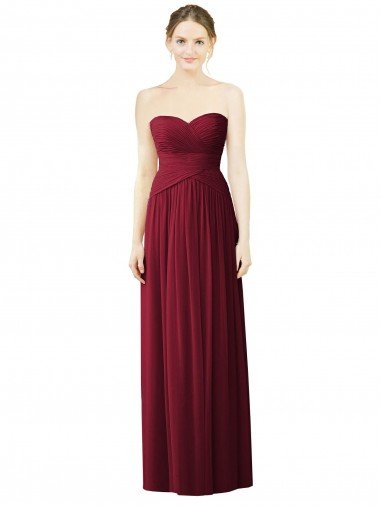 Outlet Draped Full Length Strapless Chiffon Bridesmaid Dress