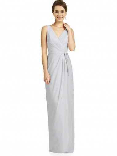 Outlet Draped V-Neck Cocktail Length Chiffon Bridesmaid Dress