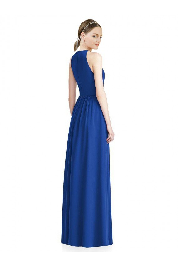 Outlet Draped Keyhole Long Chiffon Bridesmaid Dress
