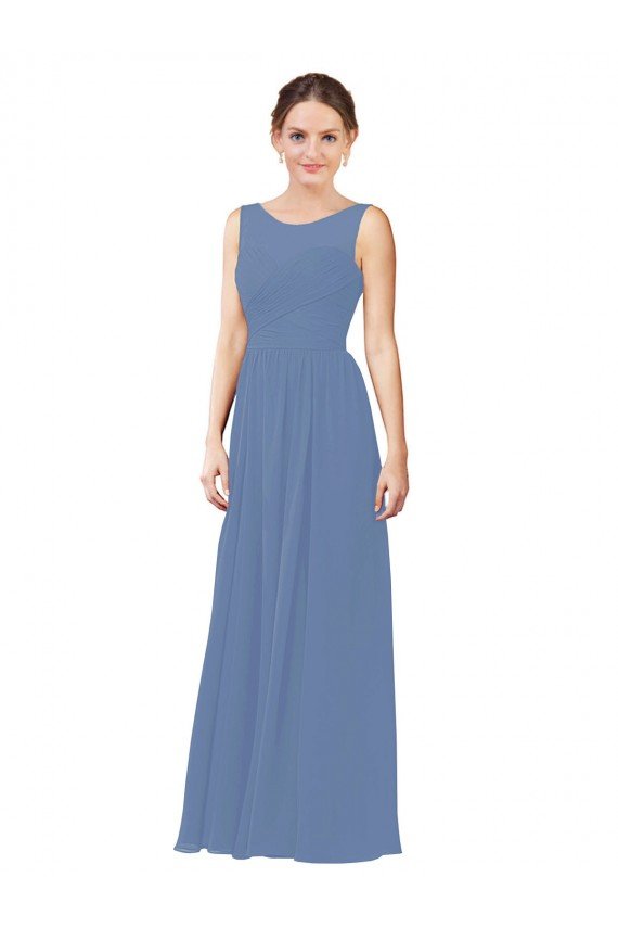 Outlet Luxe Chiffon Bridesmaid Dress with Illusion and Sweetheart Neckline
