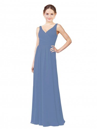 Outlet Draped V-Neck Luxe Chiffon Bridesmaid Dress