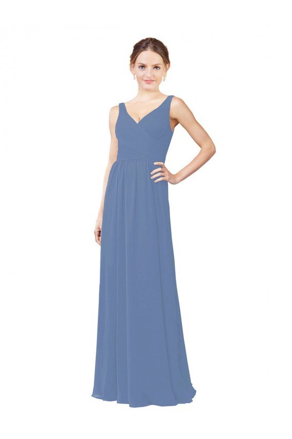 Outlet Draped V-Neck Luxe Chiffon Bridesmaid Dress