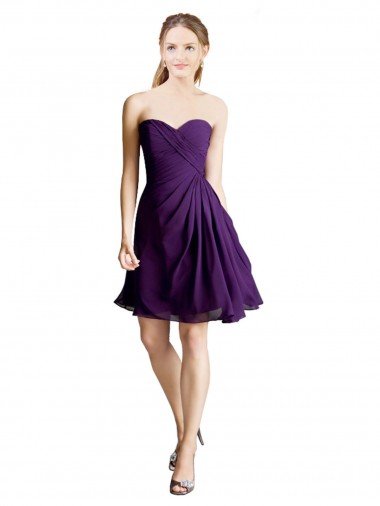 Outlet Draped Chiffon Long Sweetheart Cocktail Bridesmaid Dress