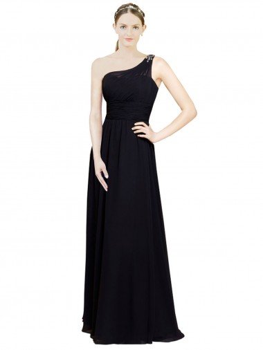 Outlet Sweetheart Chiffon Bridesmaid Dress with Beaded One Shoulder Strap
