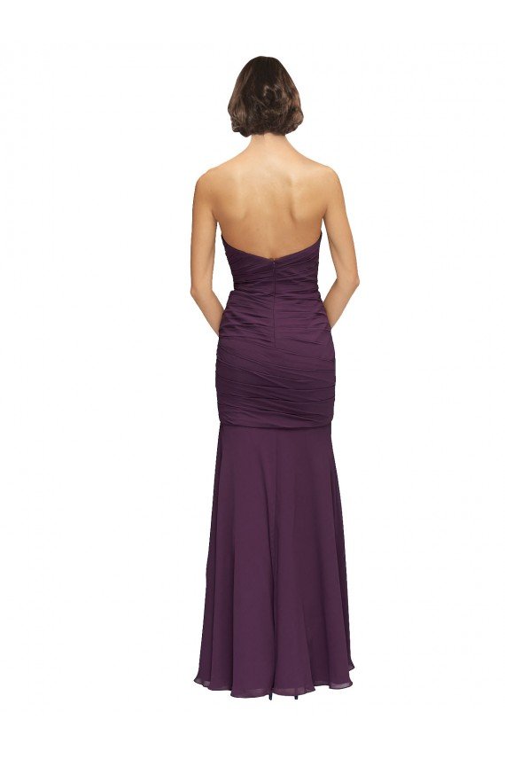Outlet Full Length Chiffon Bridesmaid Dress with Sweetheart Neckline and Ruffles