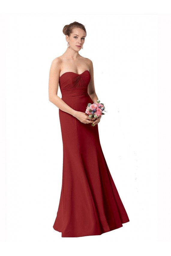 Outlet Full Length Sweetheart Chiffon Bridesmaid Dress with Ruched Bodice