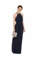 Outlet High Halter Neckline Chiffon Bridesmaid Dress with Slim Keyhole Back