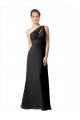 Outlet One Shoulder Full Length Chiffon Bridesmaid Dress with Shirred Bodice