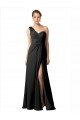 Outlet Sheer One Shoulder Chiffon A-Line Bridesmaid Dress with Slit