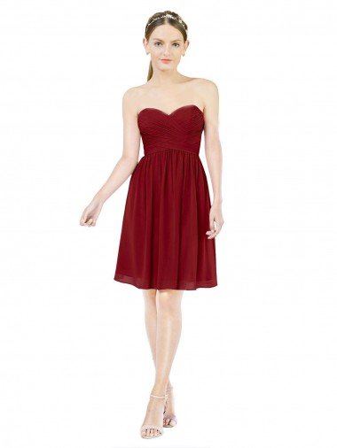 Outlet Short Sweetheart Knee Length Chiffon Cocktail Bridesmaid Dress with Open Back