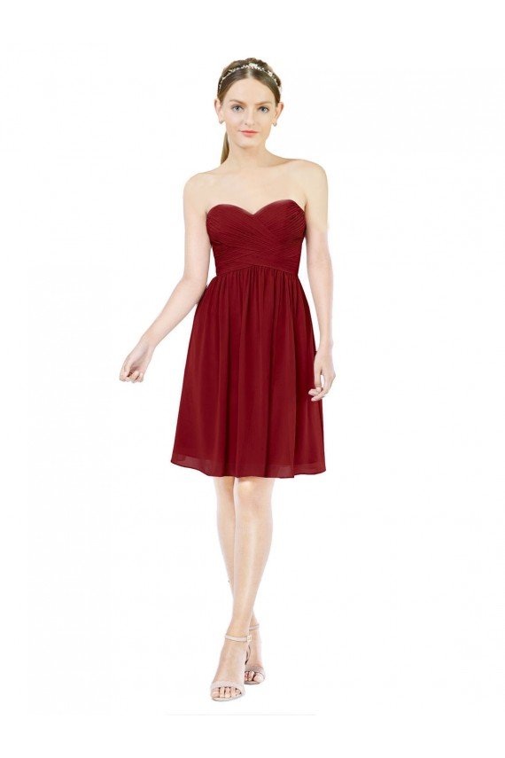 Outlet Short Sweetheart Knee Length Chiffon Cocktail Bridesmaid Dress with Open Back