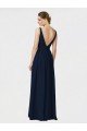 Outlet Long Chiffon Bridesmaid Dress with Shirred Bodice and V-Neckline