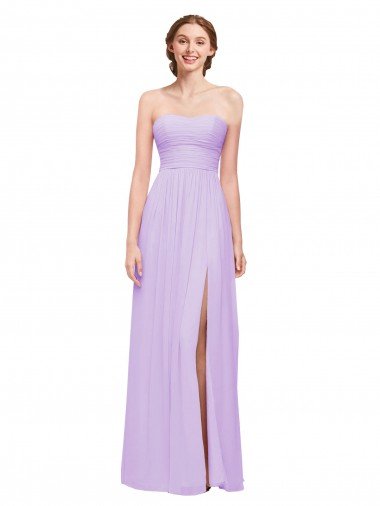 Outlet Strapless Mermaid Chiffon Bridesmaid Dress WITH High Side Slit and Ruffles