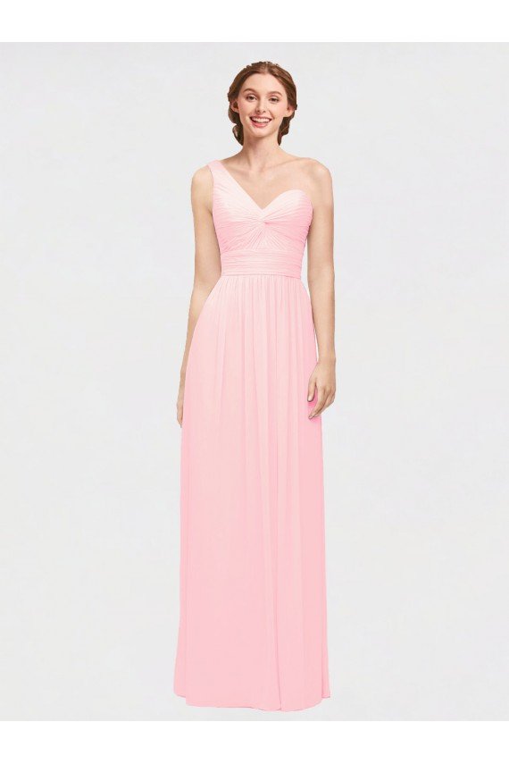 Outlet One Shoulder Twisted Waist Sweetheart Chiffon Bridesmaid Dress