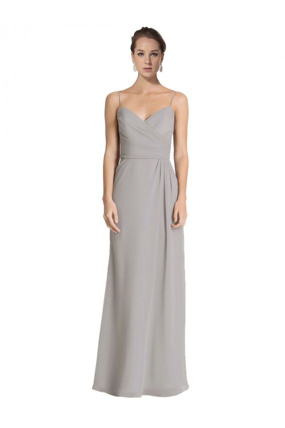 Outlet Long Chiffon A-Line Bridesmaid Dress with Criss-Cross Draped Bodice