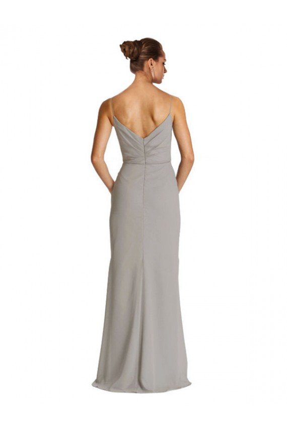 Outlet Long Chiffon A-Line Bridesmaid Dress with Criss-Cross Draped Bodice