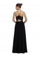 Outlet Lace Halter Neckline Chiffon A-Line Bridesmaid Dress with Sheer Back
