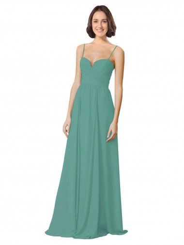 Outlet Spaghetti Straps Sweetheart A-Line Chiffon Bridesmaid Dress