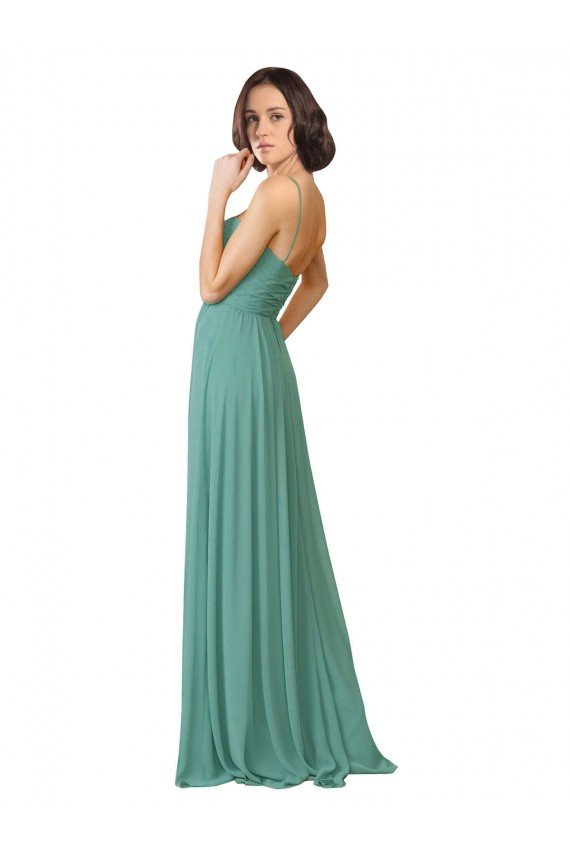 Outlet Spaghetti Straps Sweetheart A-Line Chiffon Bridesmaid Dress
