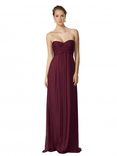 Outlet Floor Length Chiffon Bridesmaid Dress with Sweetheart Neckline