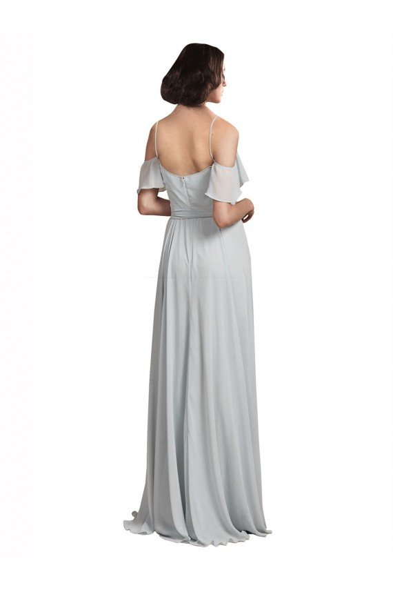 Outlet Off the Shoulder Spaghetti Strap Long Chiffon Bridesmaids Dress