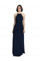 Outlet High Neckline Floor Length Chiffon Bridesmaid Dress with Belt