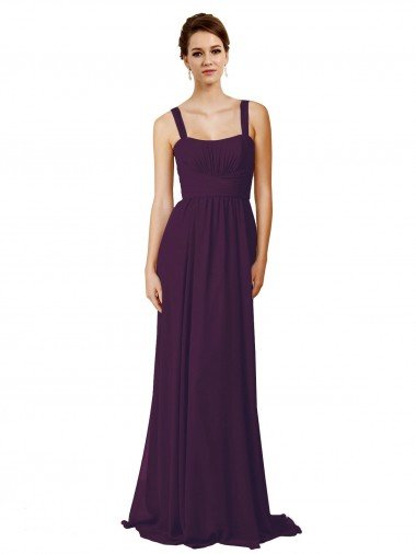 Outlet Full Length Chiffon Bridesmaid Dress with Spaghetti Straps