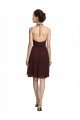 Outlet Short Knee Length Chiffon Bridesmaids Dress with Halter Cowl Neck