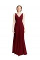 Outlet Long Chiffon V-Neck Bridesmaids Dress with Double Strap