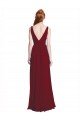 Outlet Long Chiffon V-Neck Bridesmaids Dress with Double Strap
