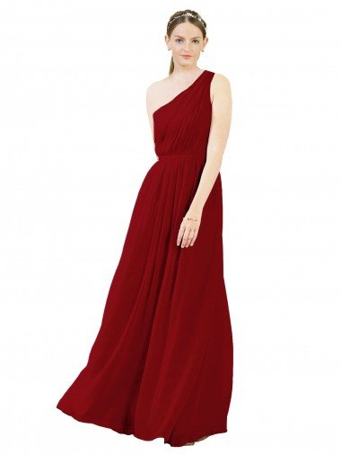 Outlet Draped One Shoulder Long Floor Length Chiffon Bridesmaid Dress