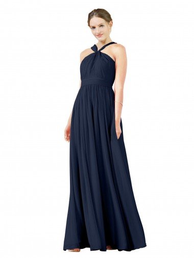 Outlet High V-Neck Floor Length Chiffon Bridesmaid Dress