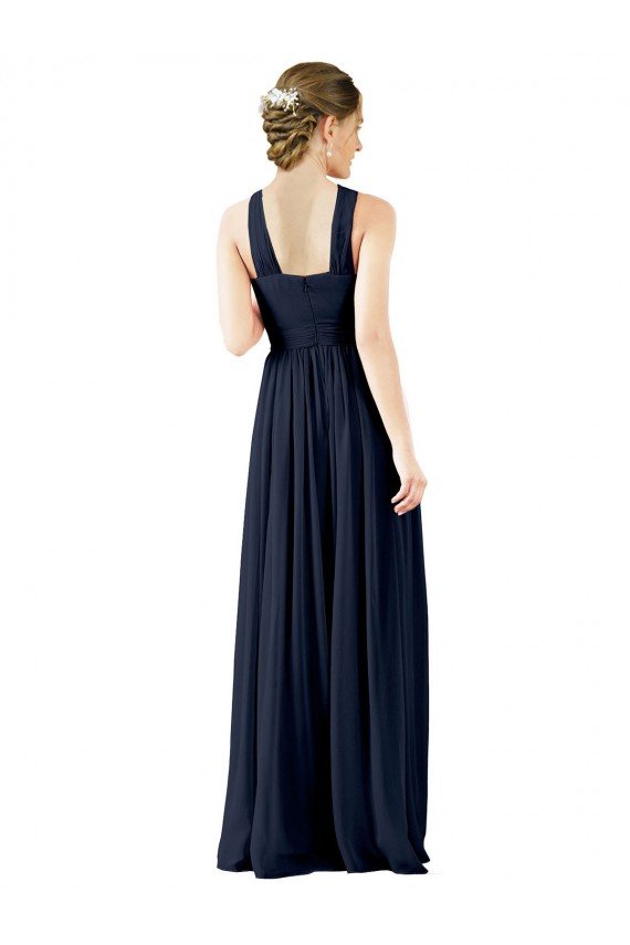 Outlet High V-Neck Floor Length Chiffon Bridesmaid Dress