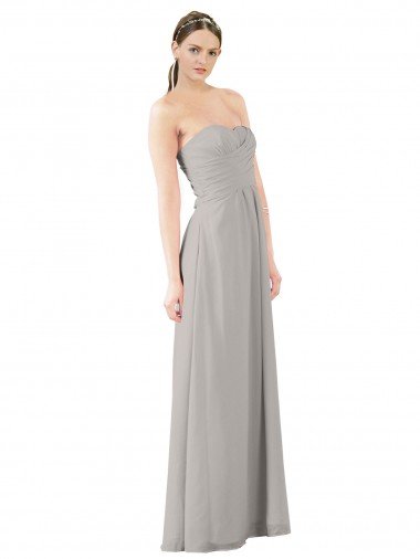 Outlet Twisted Strapless Sweetheart Neckline Long Chiffon Bridesmaid Dress