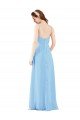 Outlet Pleated Low Back Long V-Neck Chiffon Bridesmaid Dress with Thin Straps