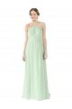 Outlet Front halter Neckline and Deep Back Long Chiffon Bridesmaid Dress