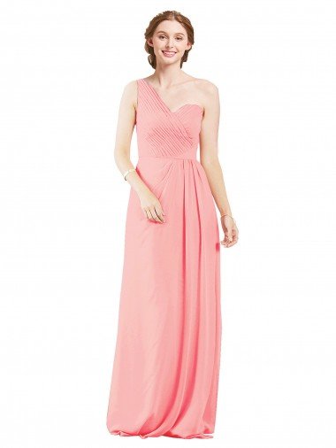 Outlet One Shoulder Sweetheart Neckline Long Chiffon Bridesmaid Dress