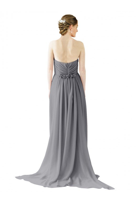 Outlet Long Chiffon Bridesmaid Dress with Sweetheart Neckline and Flowing Back