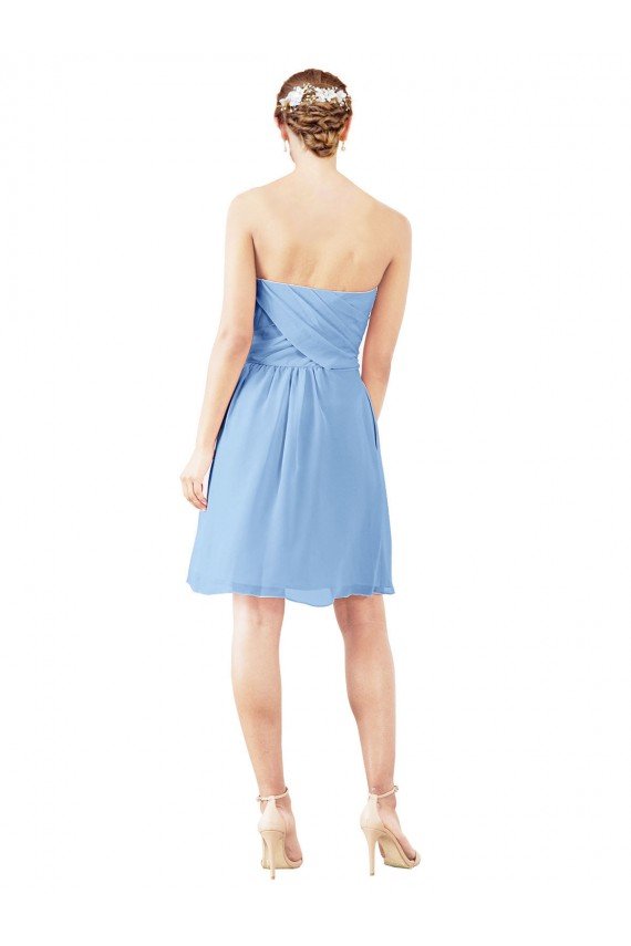 Outlet Short Knee Length Chiffon Cocktail Bridesmaid Dress with Twisted Strapless Sweetheart Neckline